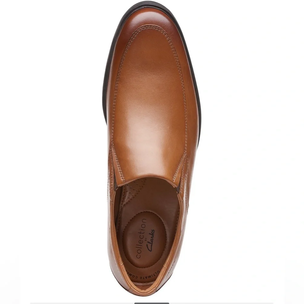 Clarks Men’s Whiddon Step Loafers- Size 8.5 - Dark Tan Leather